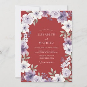 Invitation Mariage Fleur Luxueuse Rouge Brique