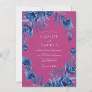 Invitation Mariage Fleur Magenta Indigo