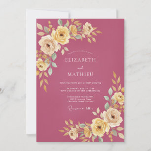Invitation Mariage Fleur Magenta Poussiéreuse