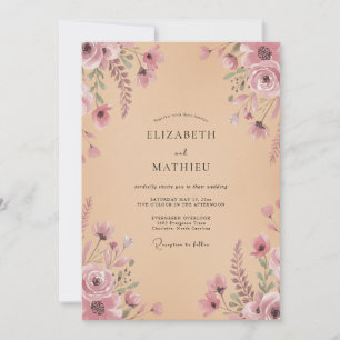 Invitation Mariage Fleur Mauve à la Douce Éclosion