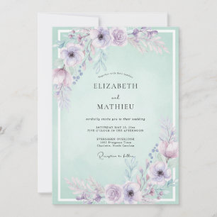 Invitation Mariage Fleur Mauve Mousse de Mer