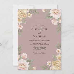 Invitation Mariage Fleur Mauve Peinte