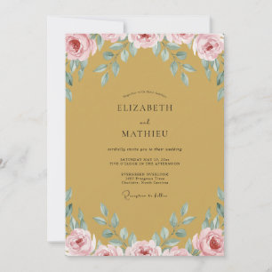 Invitation Mariage Fleur Ochre Rose