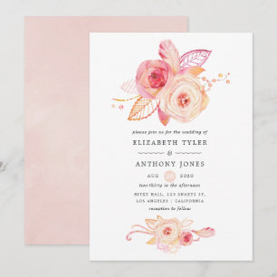 Invitation Mariage Fleur pastel et Dentelle