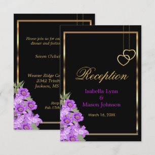Invitation Mariage Fleur Pourpre Élégante - Réception