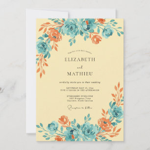 Invitation Mariage Fleur Rust Aqua