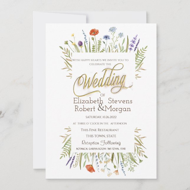 Invitation Mariage Fleur sauvage (Devant)
