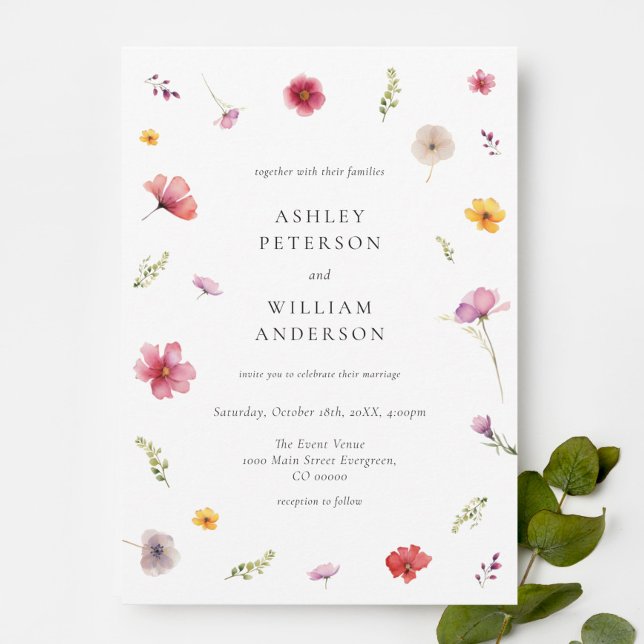 Invitation Mariage fleur sauvage (Créateur téléchargé)
