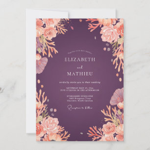 Invitation Mariage Fleur Sauvage Abricot Prune
