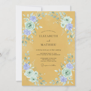 Invitation Mariage Fleur Sauvage Ambre Pervenche