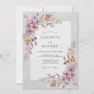 Invitation Mariage Fleur Sauvage Améthyste Mauve