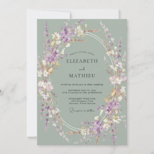 Invitation Mariage Fleur Sauvage Ardoise Mauve