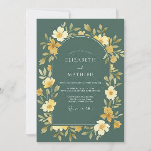Invitation Mariage Fleur Sauvage Ardoise Ocre