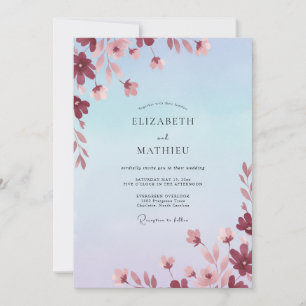 Invitation Mariage Fleur Sauvage Azur Mauve