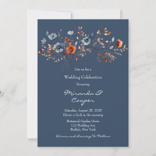 Invitation Mariage Fleur sauvage bleu et orange