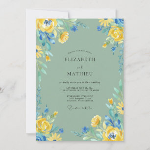Invitation Mariage Fleur Sauvage Bleuet Moutarde