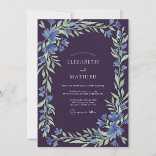 Invitation Mariage Fleur Sauvage Bleuet Prune