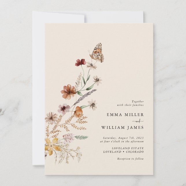 Invitation Mariage Fleur sauvage Boho (Devant)