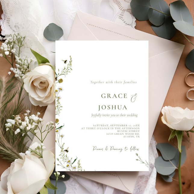 Invitation Mariage Fleur sauvage Boho Daisy Beidge (Créateur téléchargé)