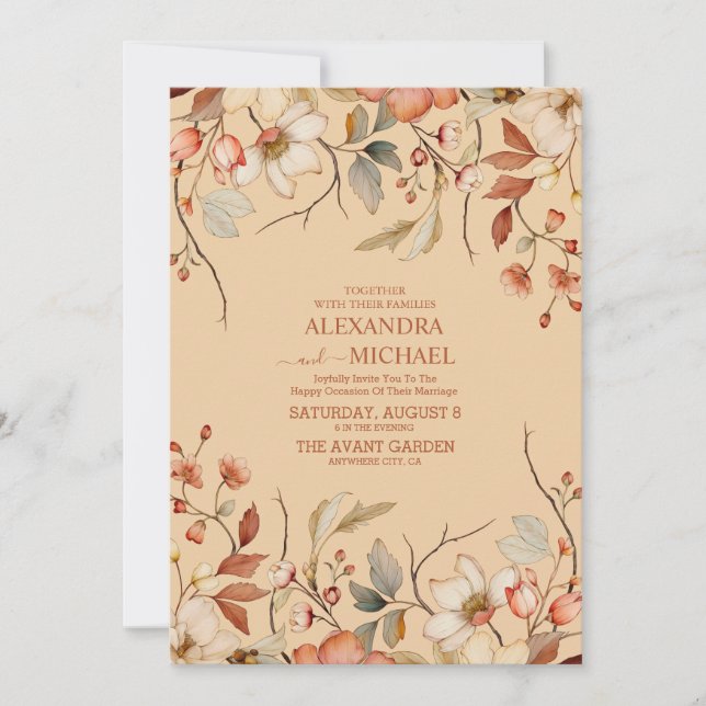Invitation Mariage Fleur sauvage Boho Fall (Devant)