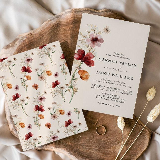 Invitation Mariage Fleur sauvage Boho Fall (Créateur téléchargé)