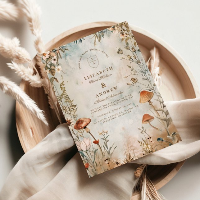 Invitation Mariage Fleur sauvage Boho Mushroom (Créateur téléchargé)