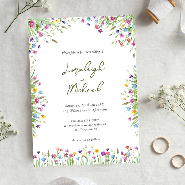 Invitation Mariage fleur sauvage chic moderne (Créateur téléchargé)