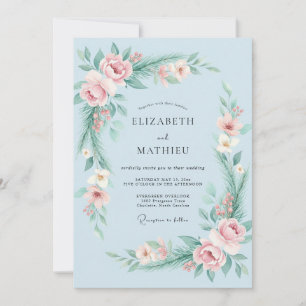 Invitation Mariage Fleur Sauvage Ciel Rosé