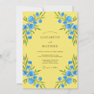 Invitation Mariage Fleur Sauvage Citron Azur