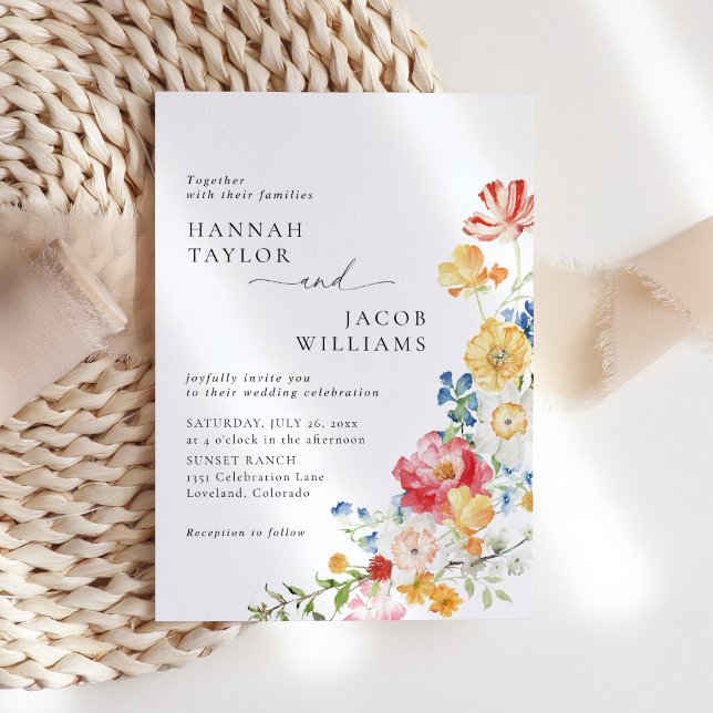 Invitation Mariage Fleur sauvage coloré (Créateur téléchargé)