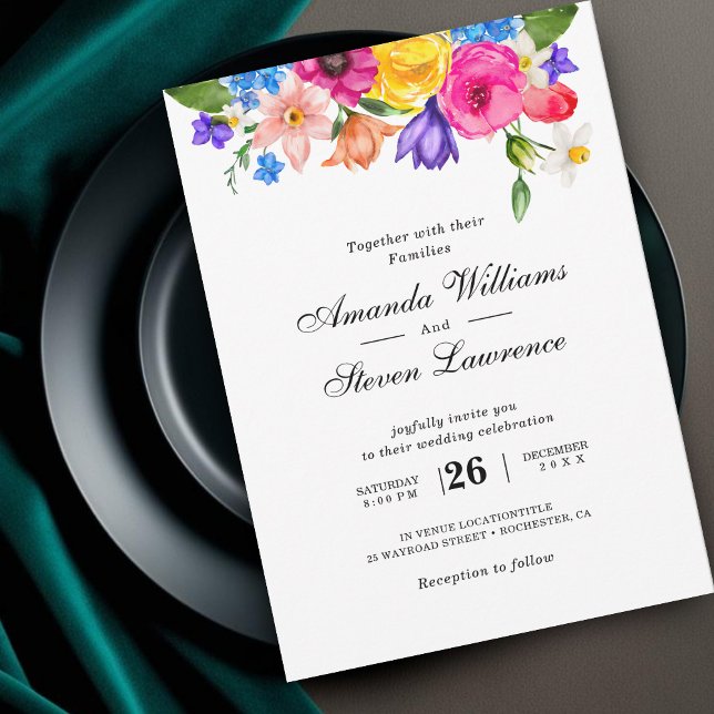 Invitation Mariage fleur sauvage coloré chic (Créateur téléchargé)