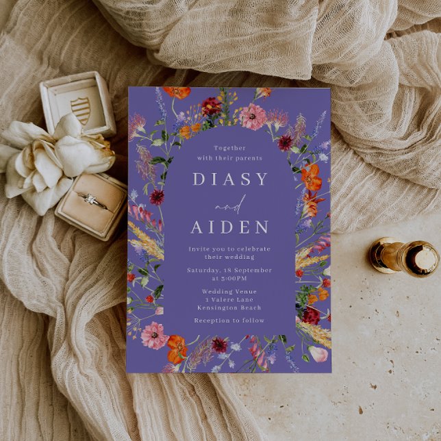Invitation Mariage Fleur sauvage couleur aquarelle (Créateur téléchargé)