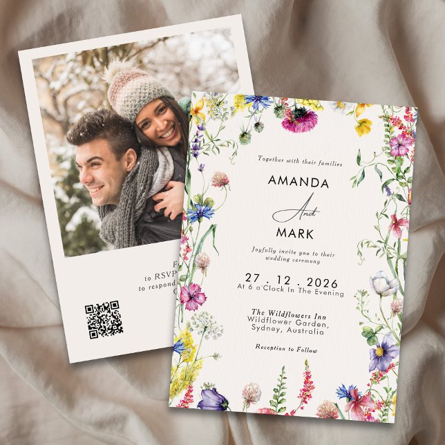 Invitation Mariage Fleur sauvage couleur chic Boho Spring (Créateur téléchargé)
