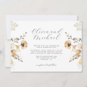 Invitation Mariage Fleur sauvage Crème Et Sage