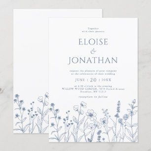 Invitation Mariage Fleur sauvage de périphérique minimaliste 