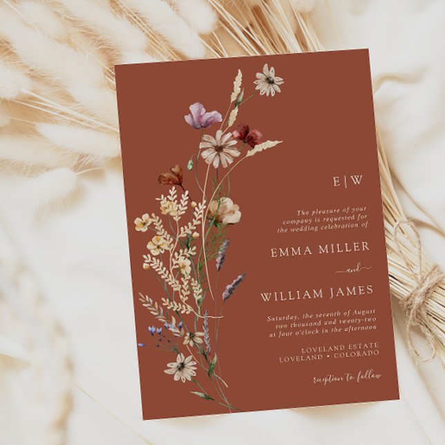 Invitation Mariage Fleur sauvage de Terracotta Boho (Créateur téléchargé)