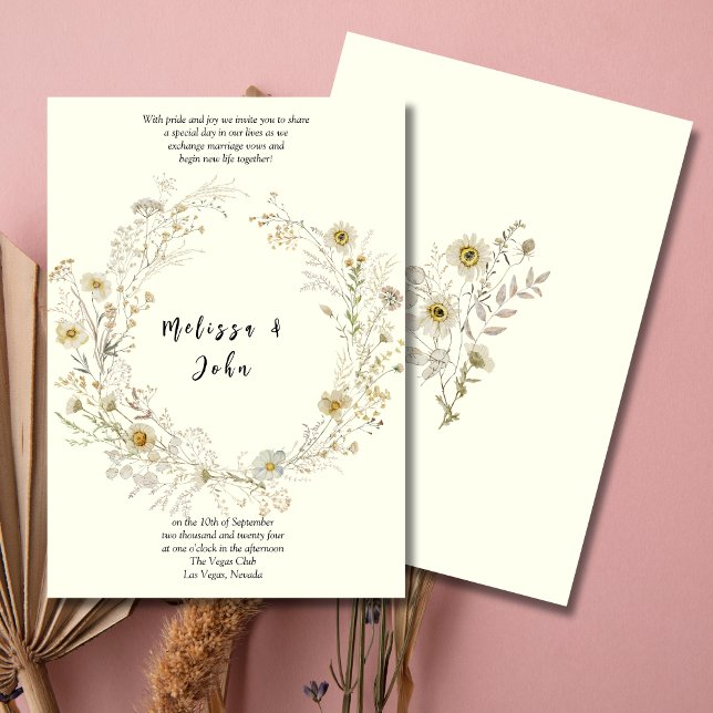 Invitation Mariage Fleur sauvage de White Tan Rustic Boho (Créateur téléchargé)