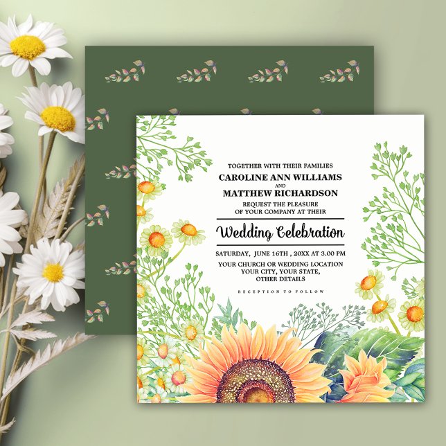 Invitation Mariage Fleur sauvage des tournesols rustiques (Créateur téléchargé)