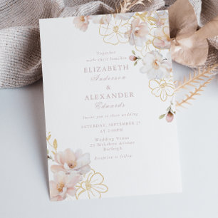 Invitation Mariage Fleur sauvage Elegance Blush & Gold enchan
