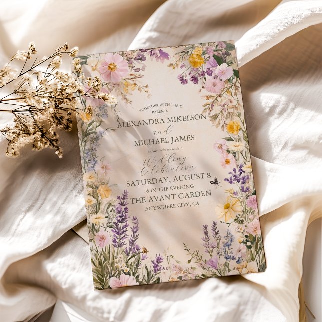 Invitation Mariage Fleur sauvage Elegant Boho (Créateur téléchargé)