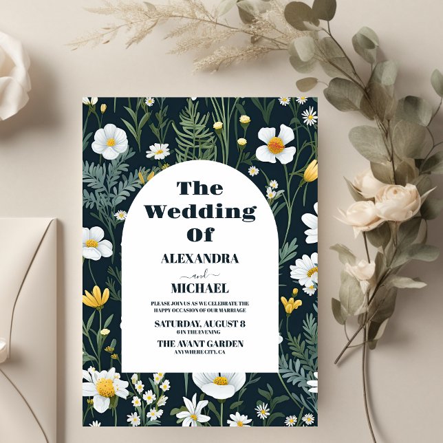 Invitation Mariage Fleur sauvage Elegant Boho (Créateur téléchargé)