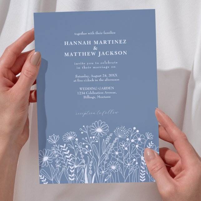 Invitation Mariage fleur sauvage Elegant Boho (Créateur téléchargé)