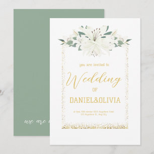 Invitation Mariage Fleur sauvage élégant Charm Green