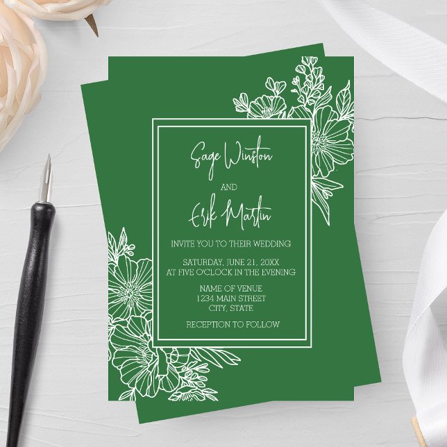 Invitation Mariage fleur sauvage Floral Frame (Créateur téléchargé)
