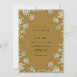 Invitation Mariage Fleur Sauvage Ivoire Ocre