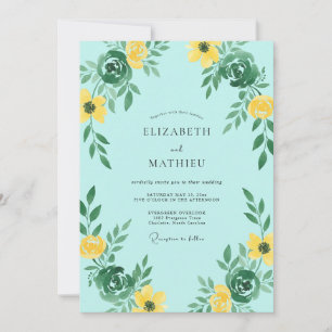 Invitation Mariage Fleur Sauvage Jaune Aqua