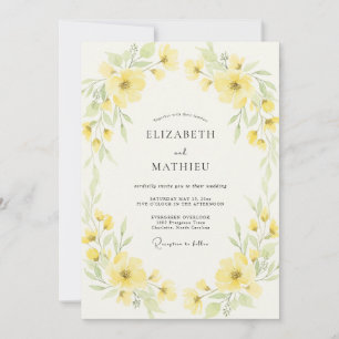 Invitation Mariage Fleur Sauvage Jaune Pâle