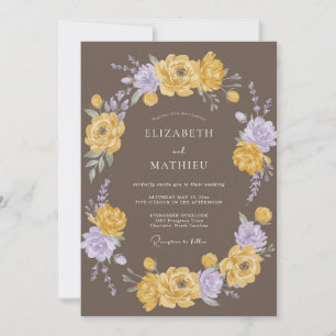 Invitation Mariage Fleur Sauvage Jaune Taupe