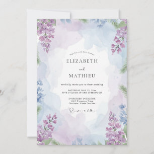 Invitation Mariage Fleur Sauvage Lilas et Pervenche