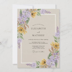 Invitation Mariage Fleur Sauvage Lilas Taupe